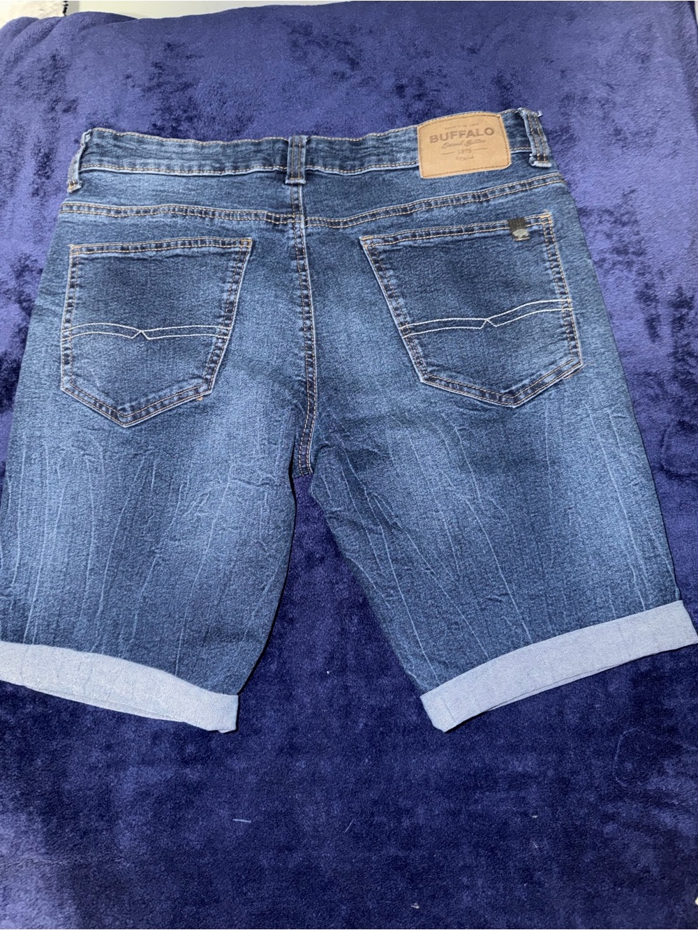 Buffalo David Bitton Medium Blue Rolled-Hem Denim Shorts